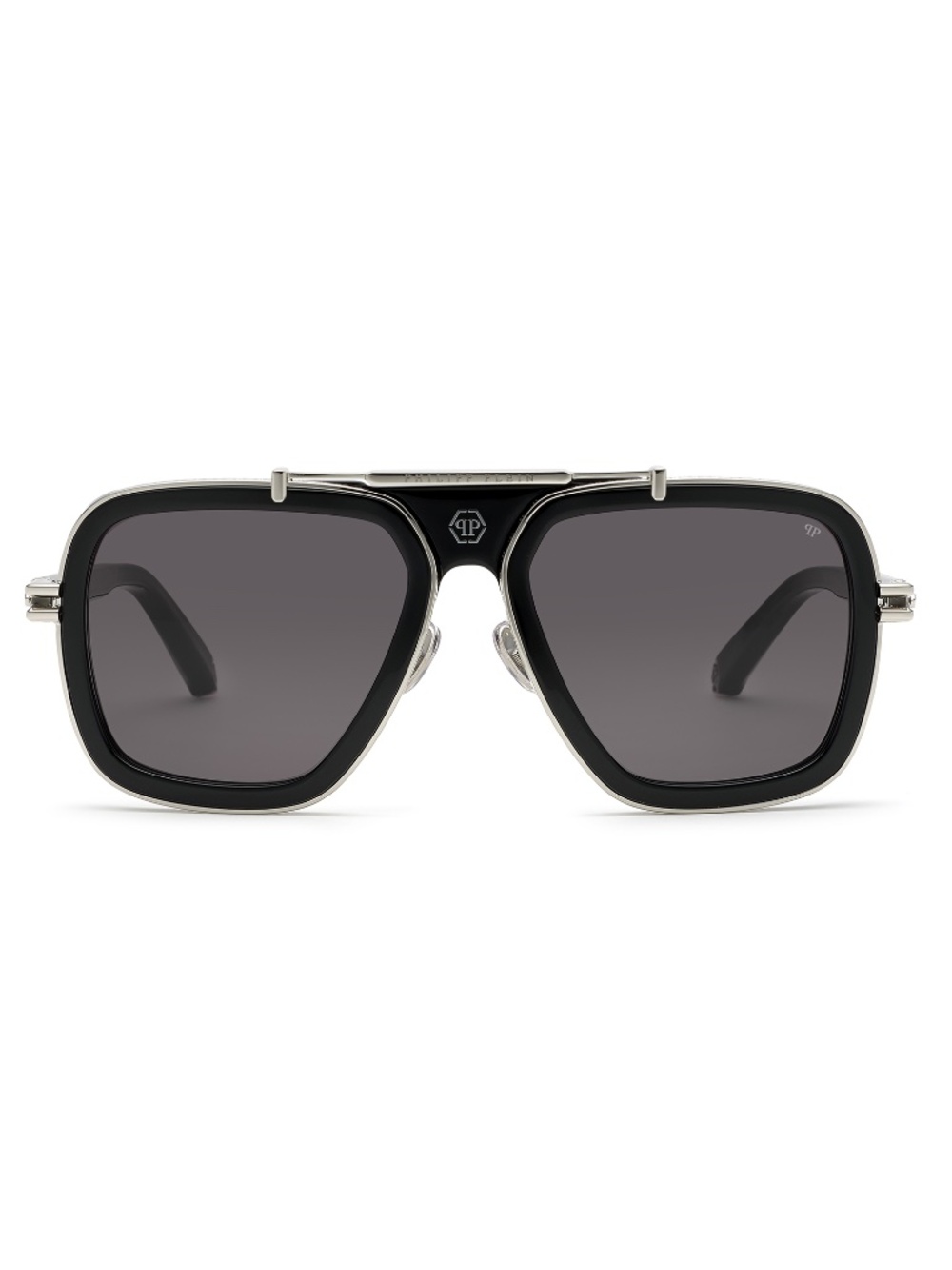 NIB | Philipp Plein | Icon Oversized Pilot Sunglasses - SPP109 Black/Silver
